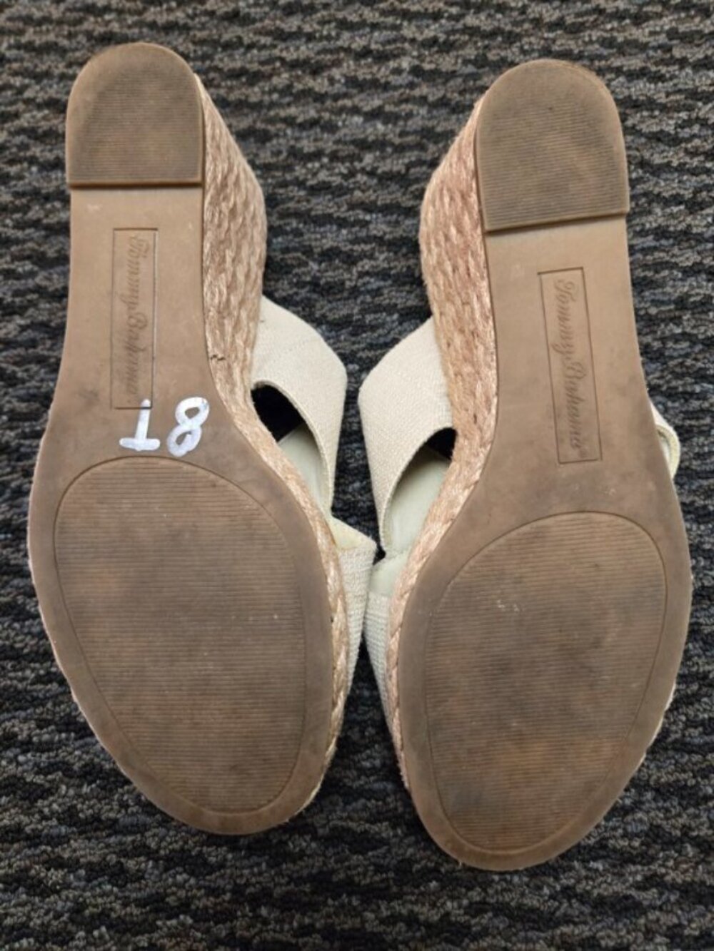Tommy Bahama Suzette Tan Espadrille Wedge Sandals 7.5 Elastic Straps Beachy - Picture 4 of 8